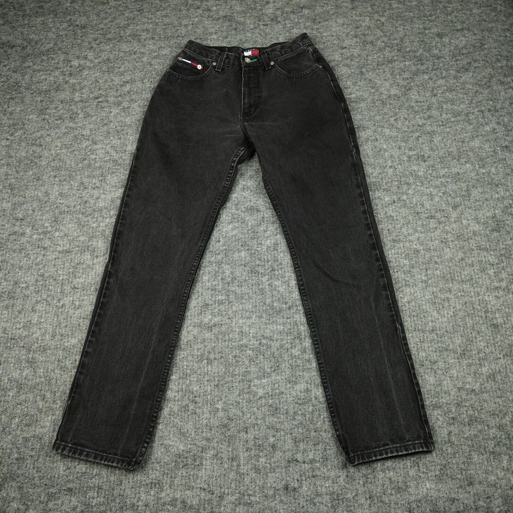 Vintage Tommy Hilfiger Jeans Womens 25X28 Black Denim Straight Leg Casual Ladies